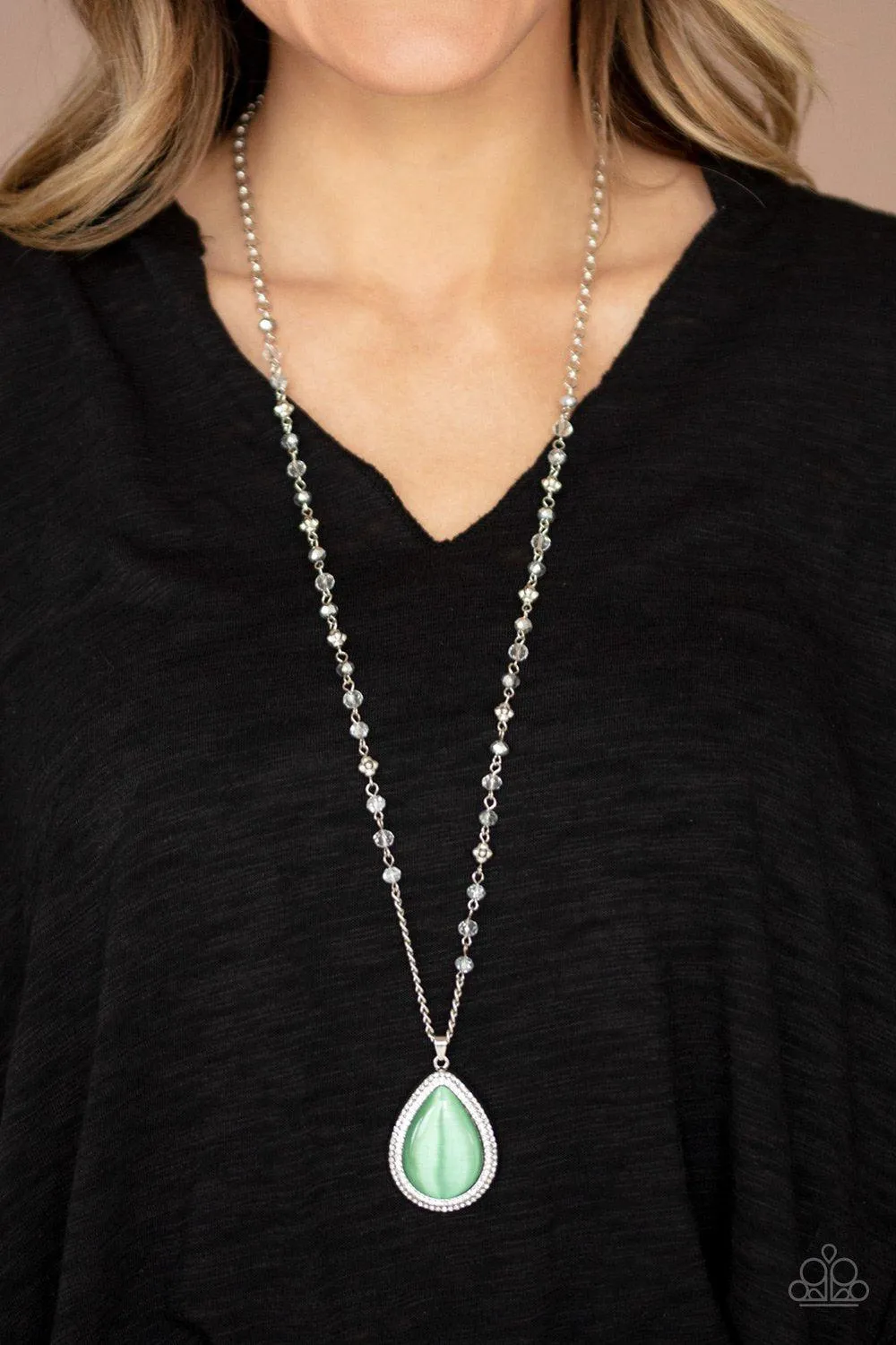 Fashion Flaunt Green Moonstone Necklace - Paparazzi Accessories