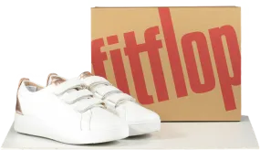 FitFlop Metallic-back Urban White Rose Gold Leather Strap Trainers BNIB UK 6.5 EU 39.5👠