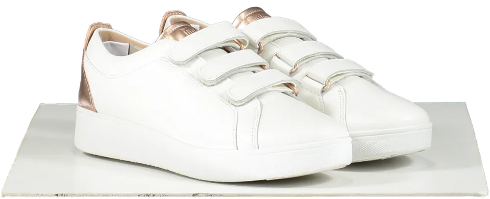 FitFlop Metallic-back Urban White Rose Gold Leather Strap Trainers BNIB UK 6.5 EU 39.5👠