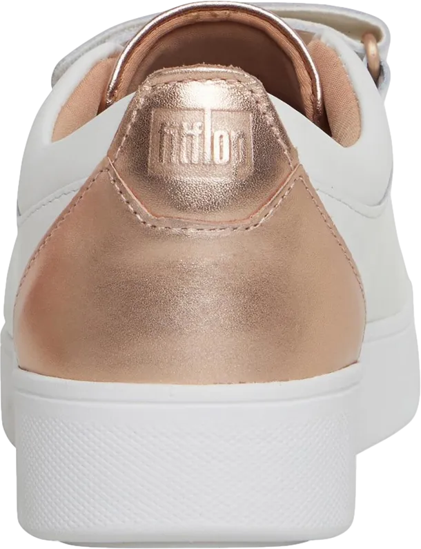 FitFlop Metallic-back Urban White Rose Gold Leather Strap Trainers BNIB UK 6.5 EU 39.5👠