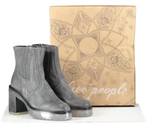 Free People Smokey Grey Chunky Block Heel Chelsea Boots BNIB UK 4 EU 37 👠