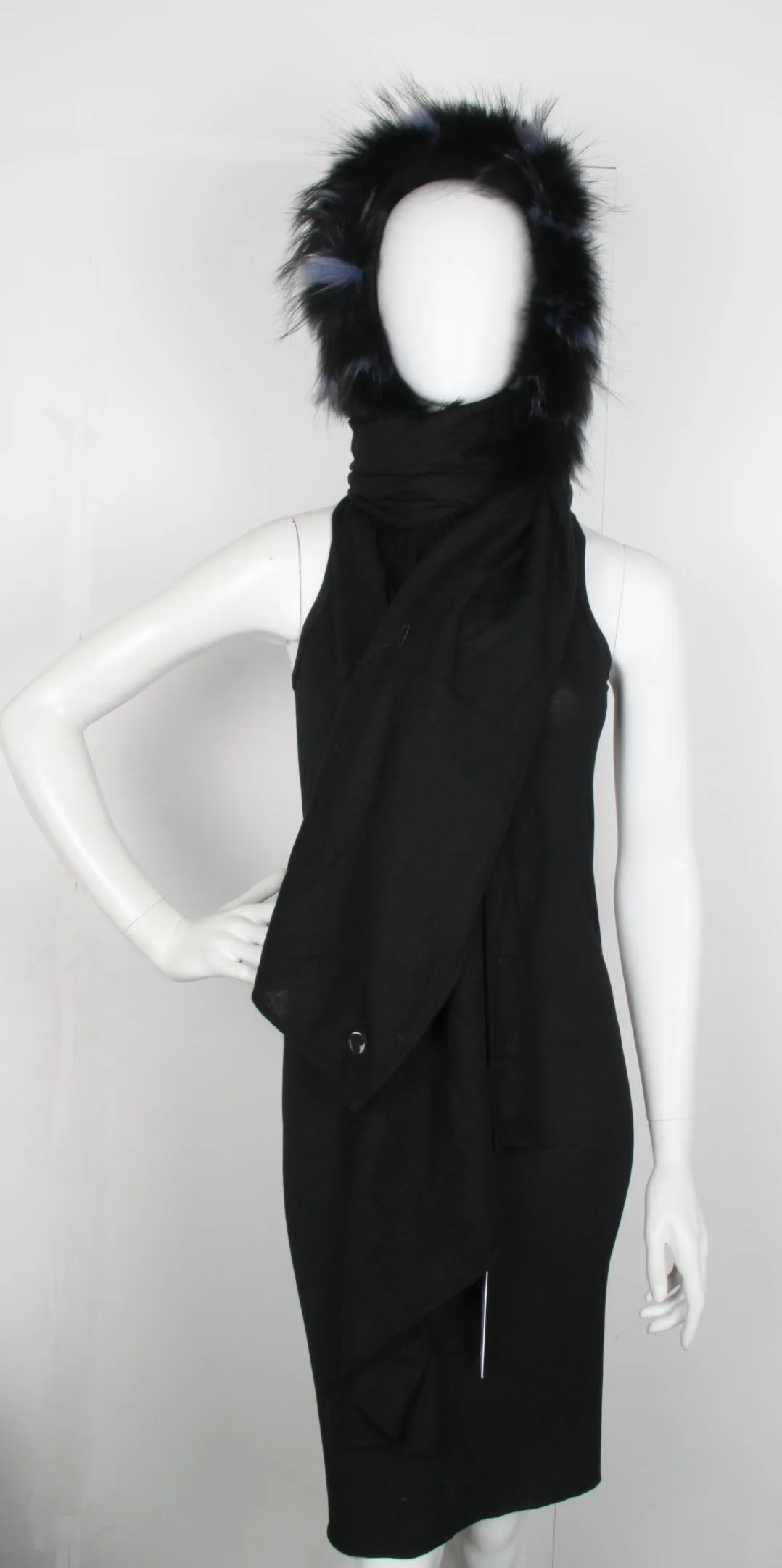 Fur Lined Hood, Black/Blue