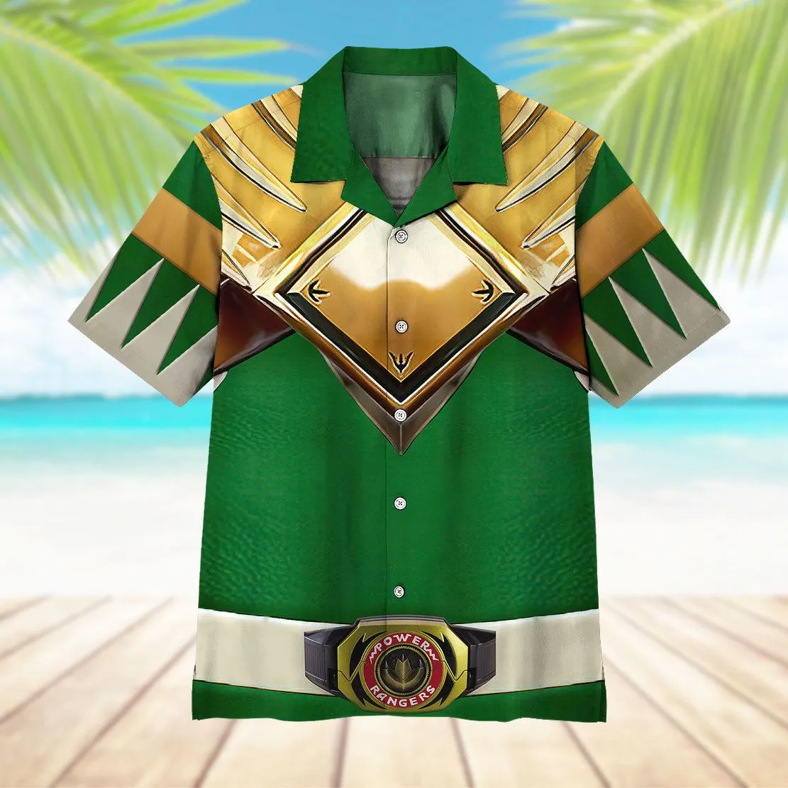 Gearhuman 3D Mighty Morphin Power Rangers Green Ranger Hawaii Shirt