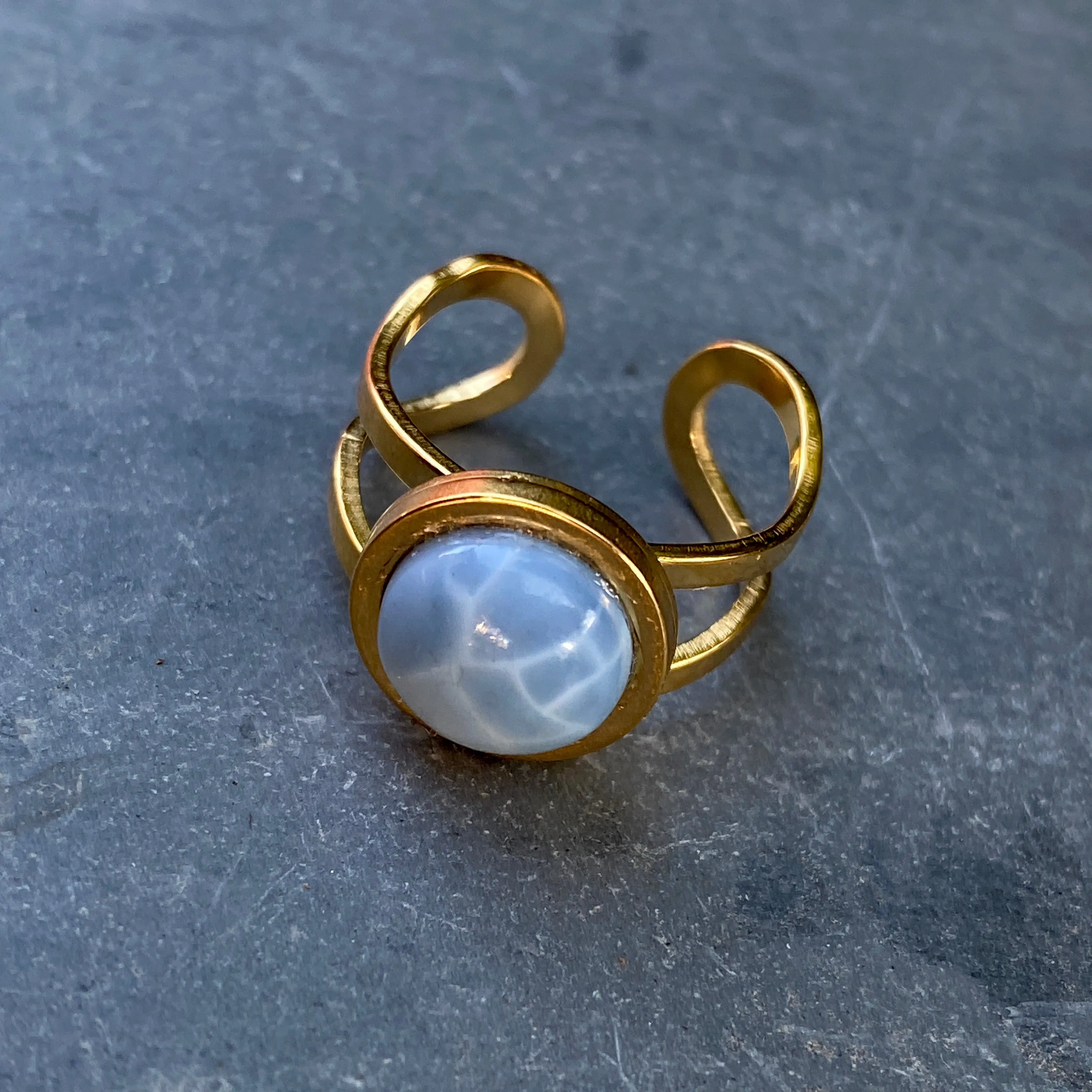 Gold Adjustable gemstone ring