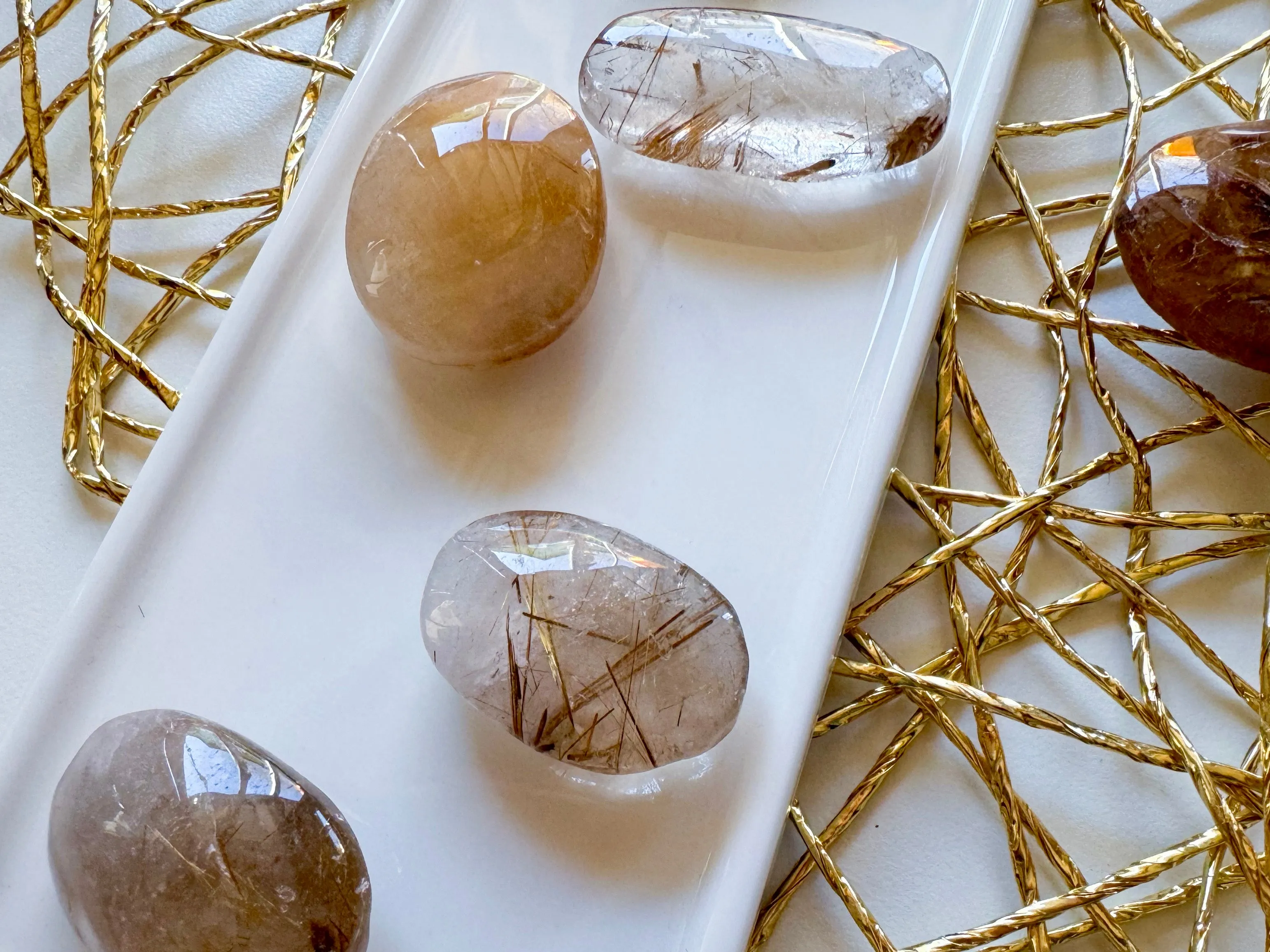 Golden Rutile Palm Stone