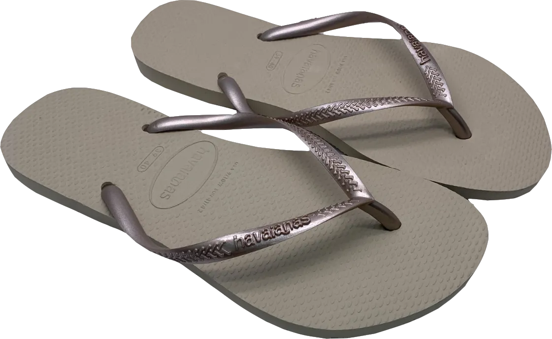 Havaianas Beige Slims In Original Bag UK 6 EU 39 👠