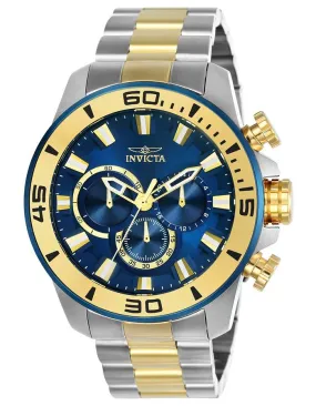 Invicta Mens Pro Diver Chronograph - Two-Tone - Blue Dial - Bracelet - 100m