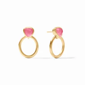 Julie Vos Aquitaine Demi Doorknocker Earring, Peony Pink