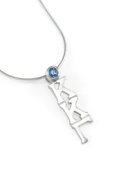 Kappa Kappa Gamma Sterling Silver Lavaliere with Blue CZ Crystal