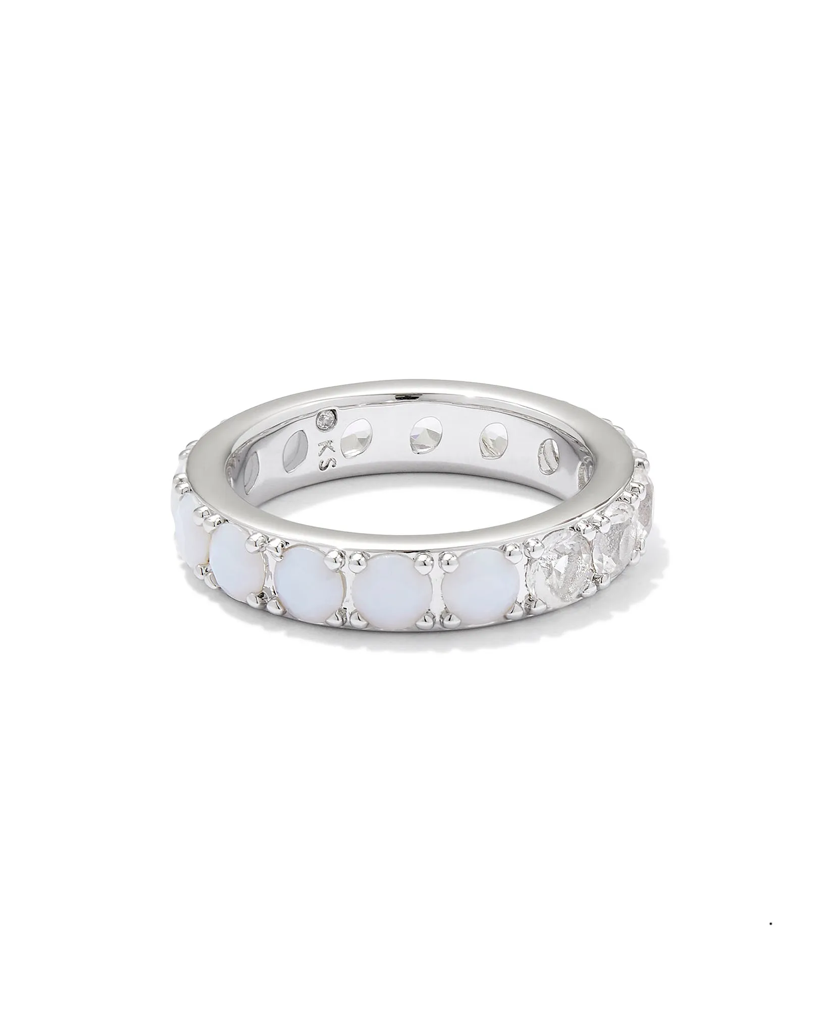 Kendra Scott Chandler Band Ring in White Opalite Mix and Rhodium Size 8