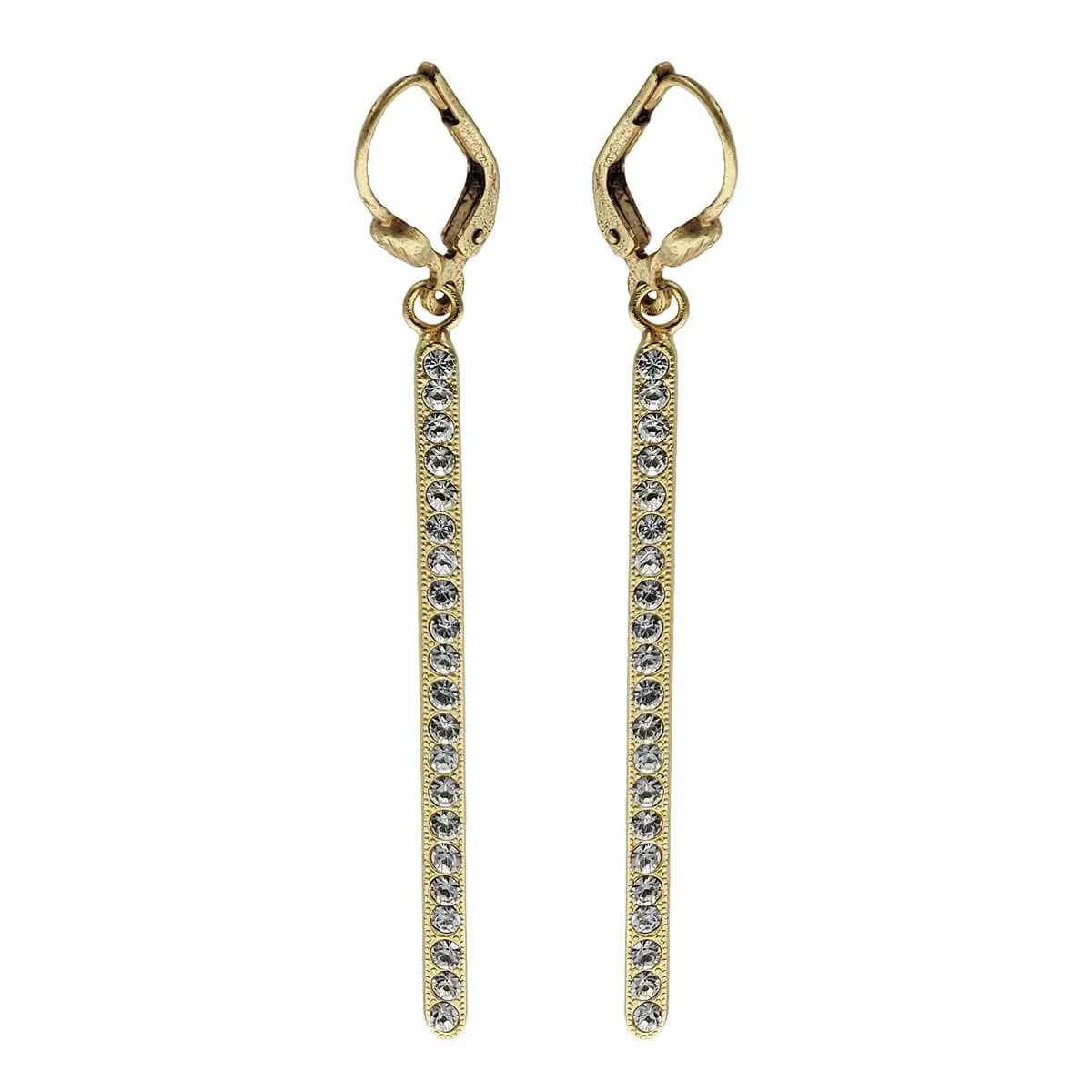 La Vie Parisienne Swarovski Crystals Gold Stick Earrings