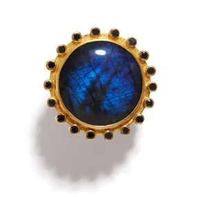 Labradorite and Black Diamond Ring