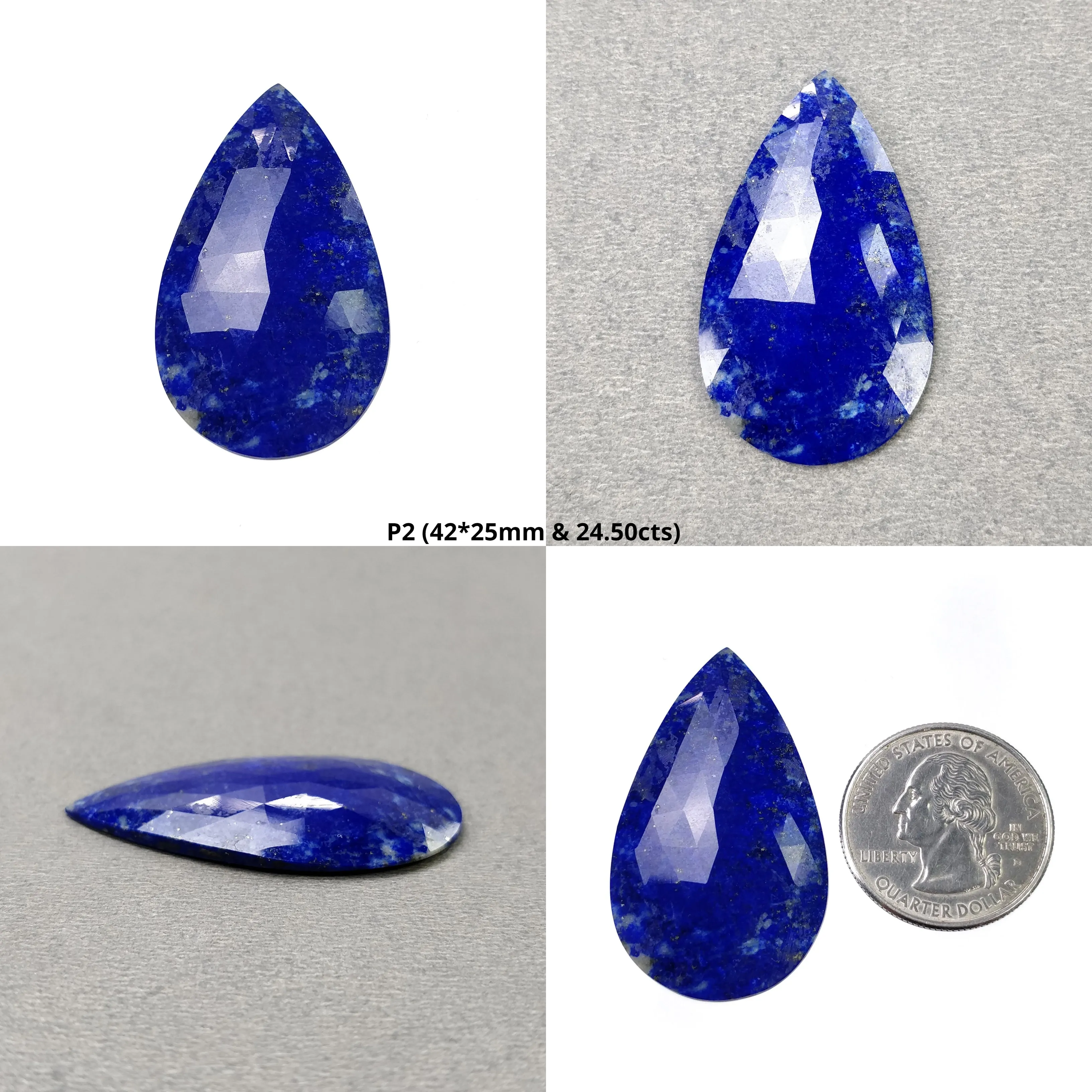 LAPIS LAZULI Gemstone Rose Cut : Natural Untreated Unheated Blue Lapis Pear Shape 1pc