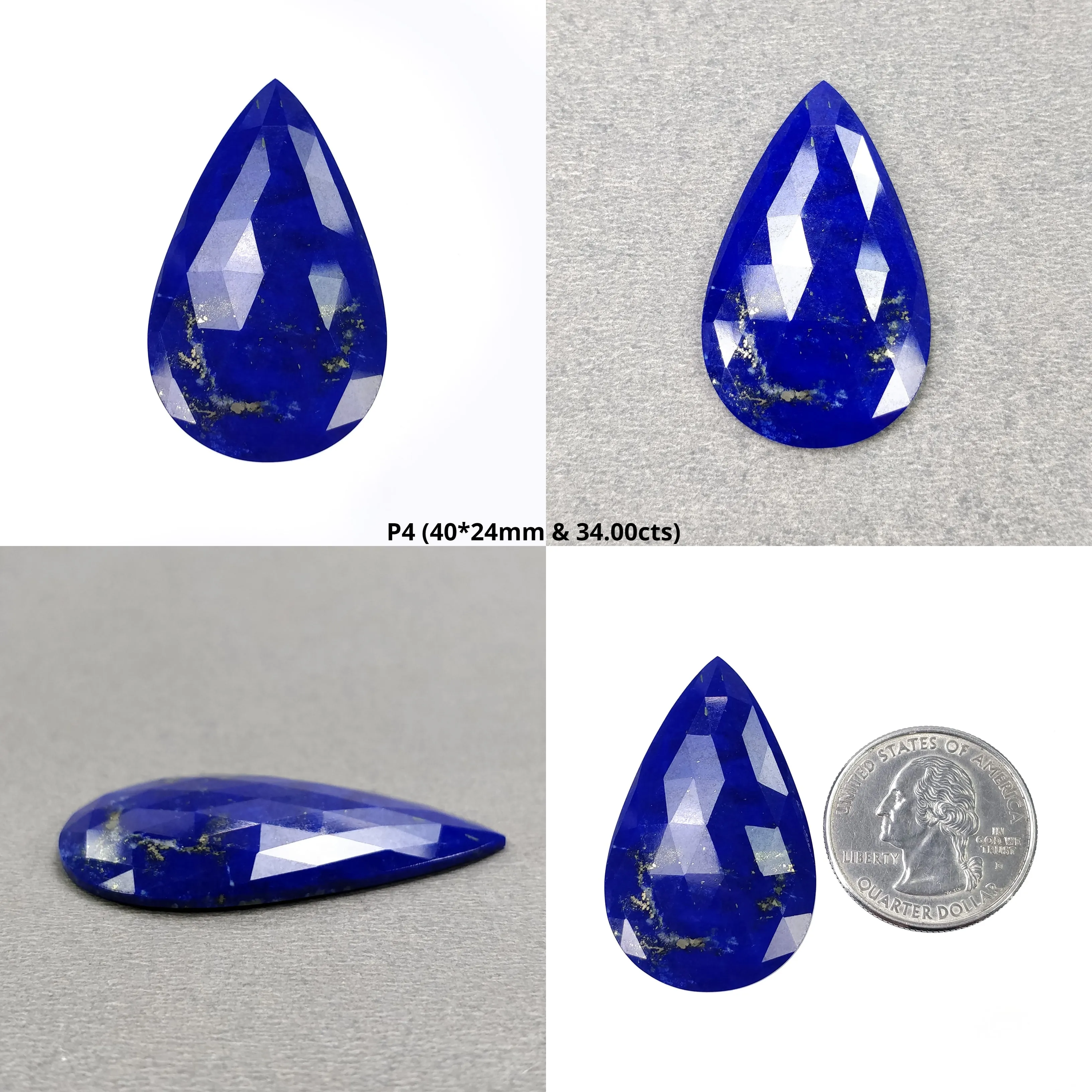 LAPIS LAZULI Gemstone Rose Cut : Natural Untreated Unheated Blue Lapis Pear Shape 1pc