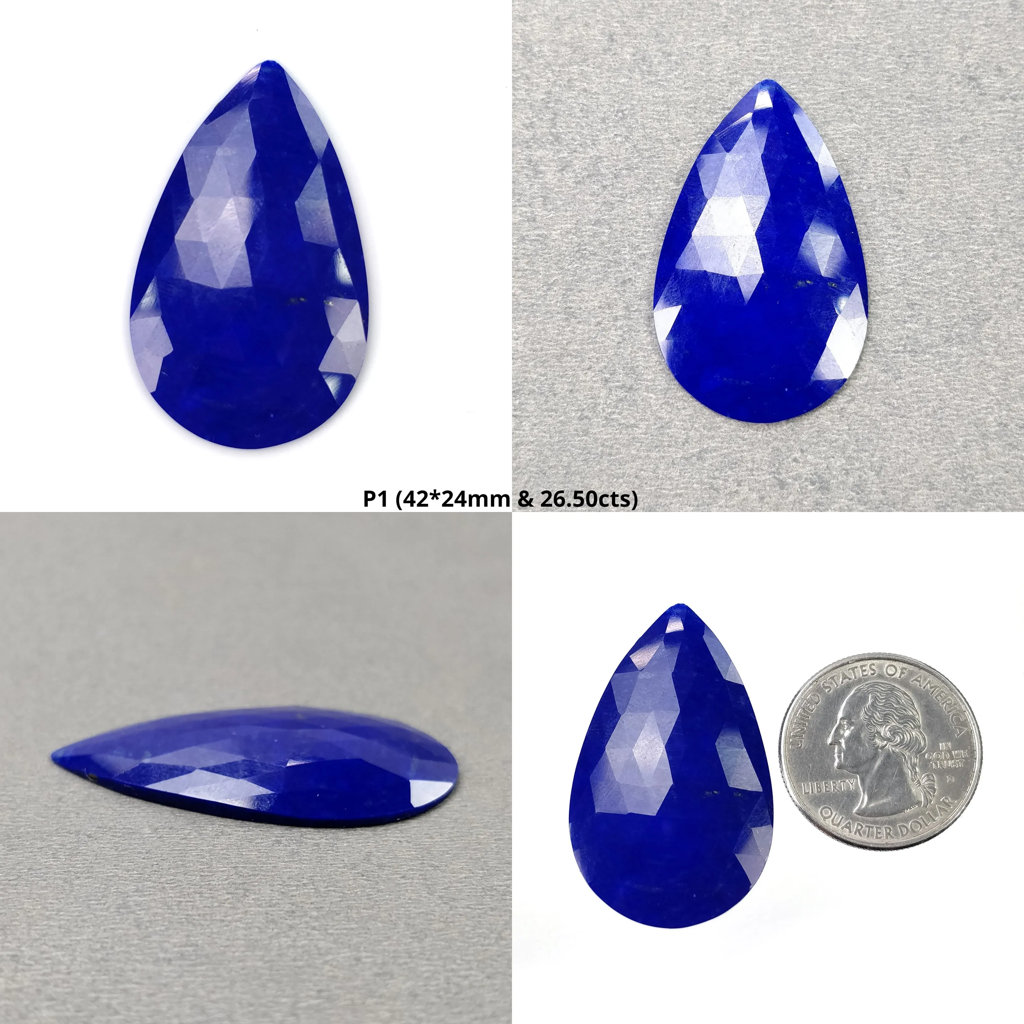 LAPIS LAZULI Gemstone Rose Cut : Natural Untreated Unheated Blue Lapis Pear Shape 1pc