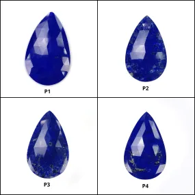 LAPIS LAZULI Gemstone Rose Cut : Natural Untreated Unheated Blue Lapis Pear Shape 1pc