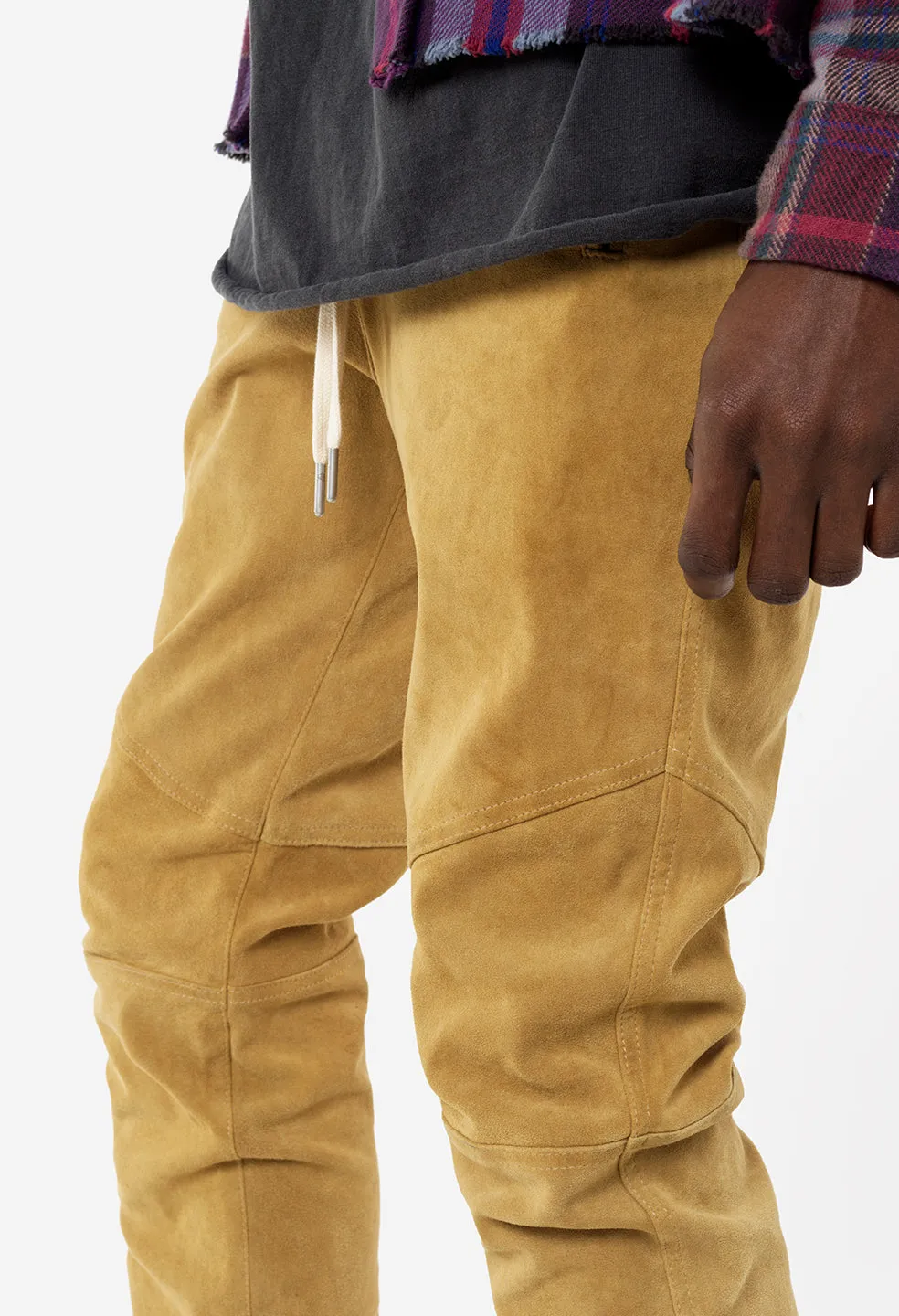 Leather Escobar Pants / Tan Suede