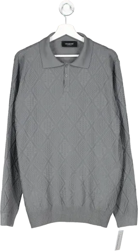 Legend Grey Long Sleeved Diamond Jacquard Polo UK L