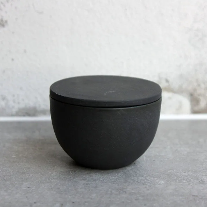 Lidded Bowl, Black w/ crystal glaze