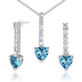 London Blue Topaz Pendant Earrings Set Sterling Silver