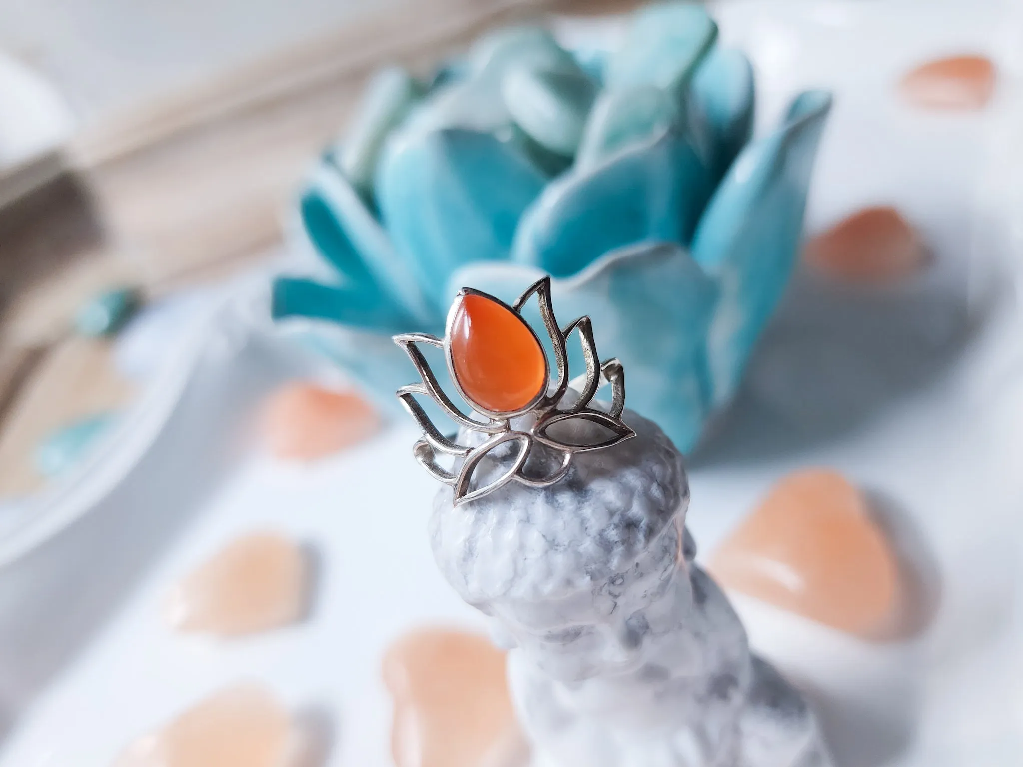 Lotus Ring || Carnelian