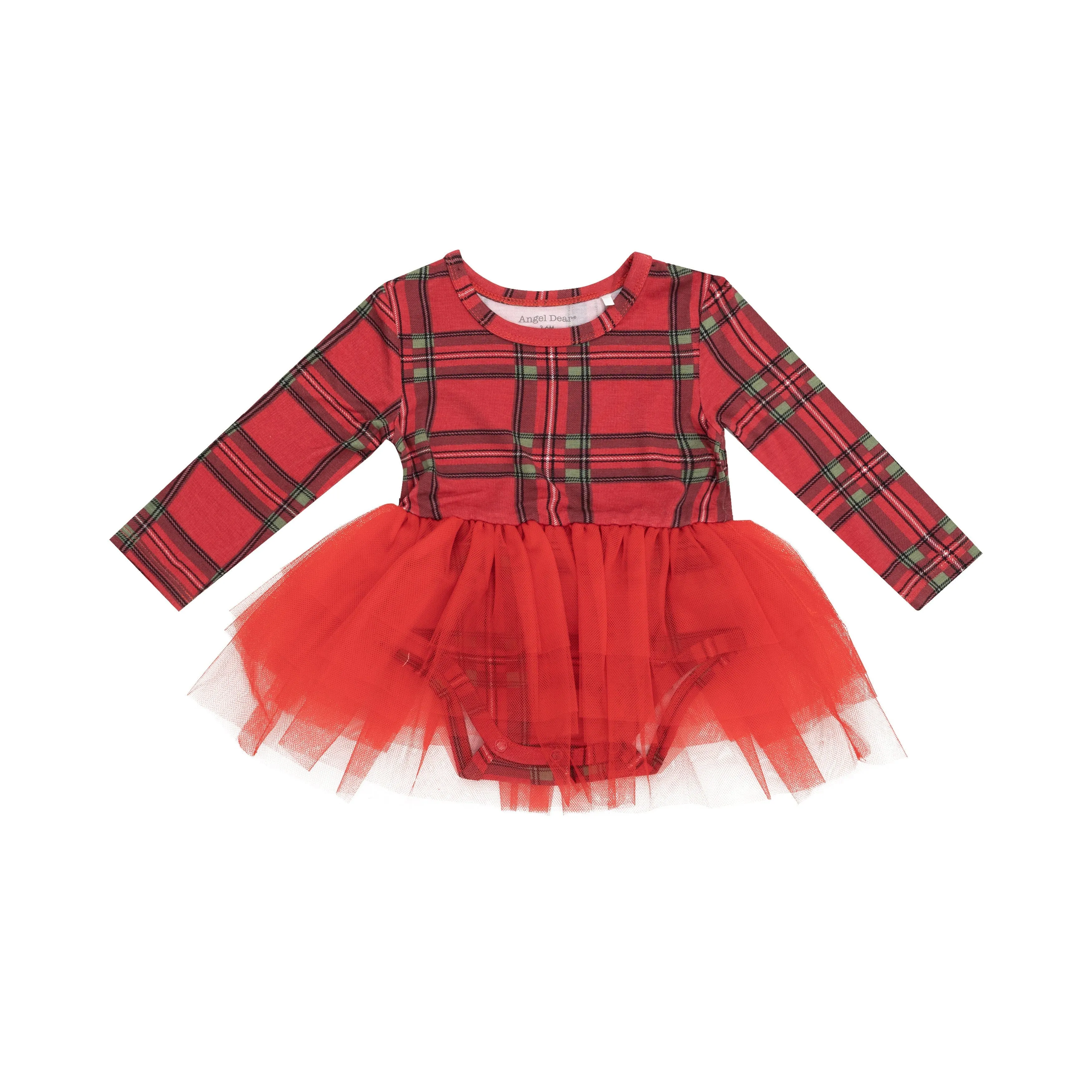 L/S Tutu Bodysuit |  Vintage Holiday Plaid