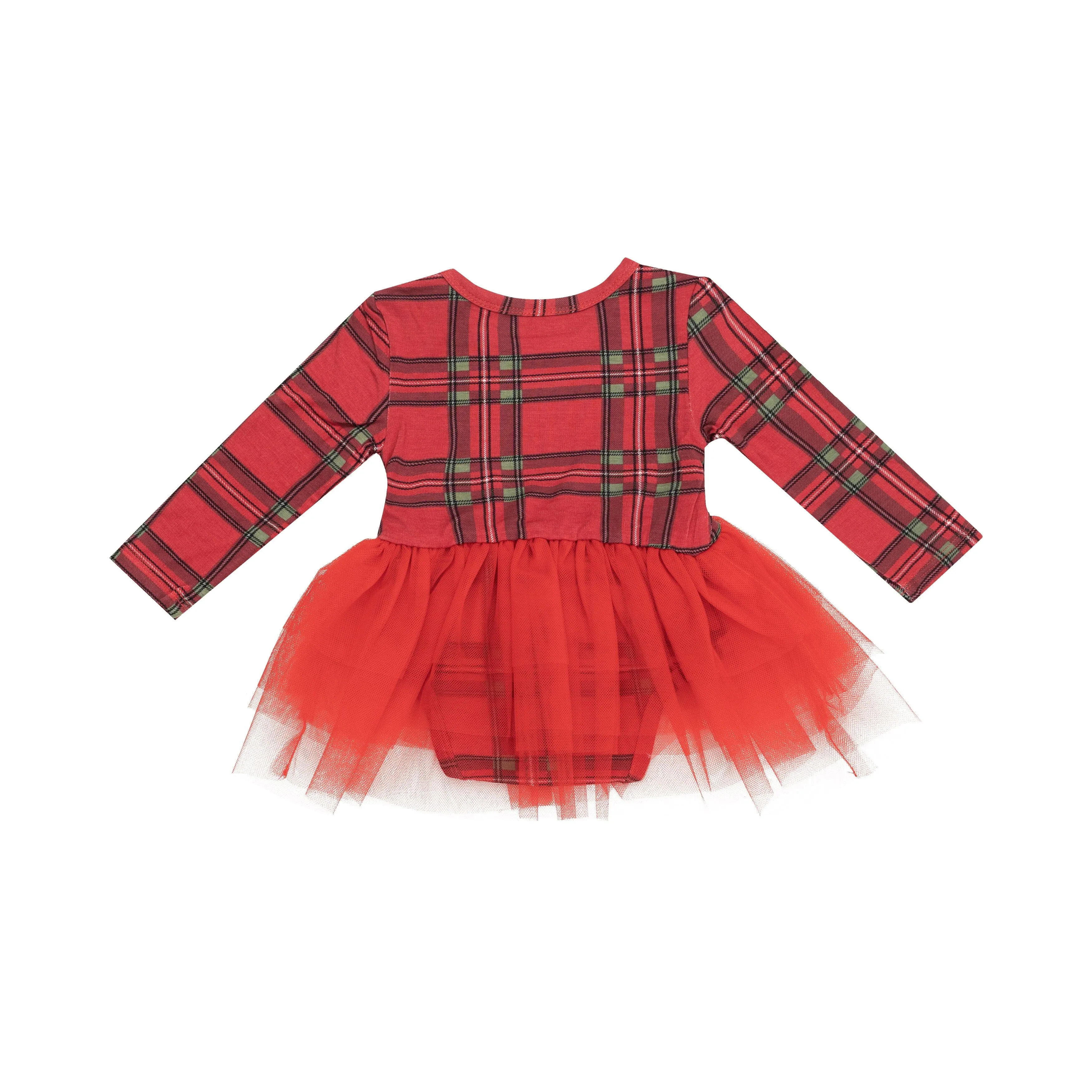 L/S Tutu Bodysuit |  Vintage Holiday Plaid