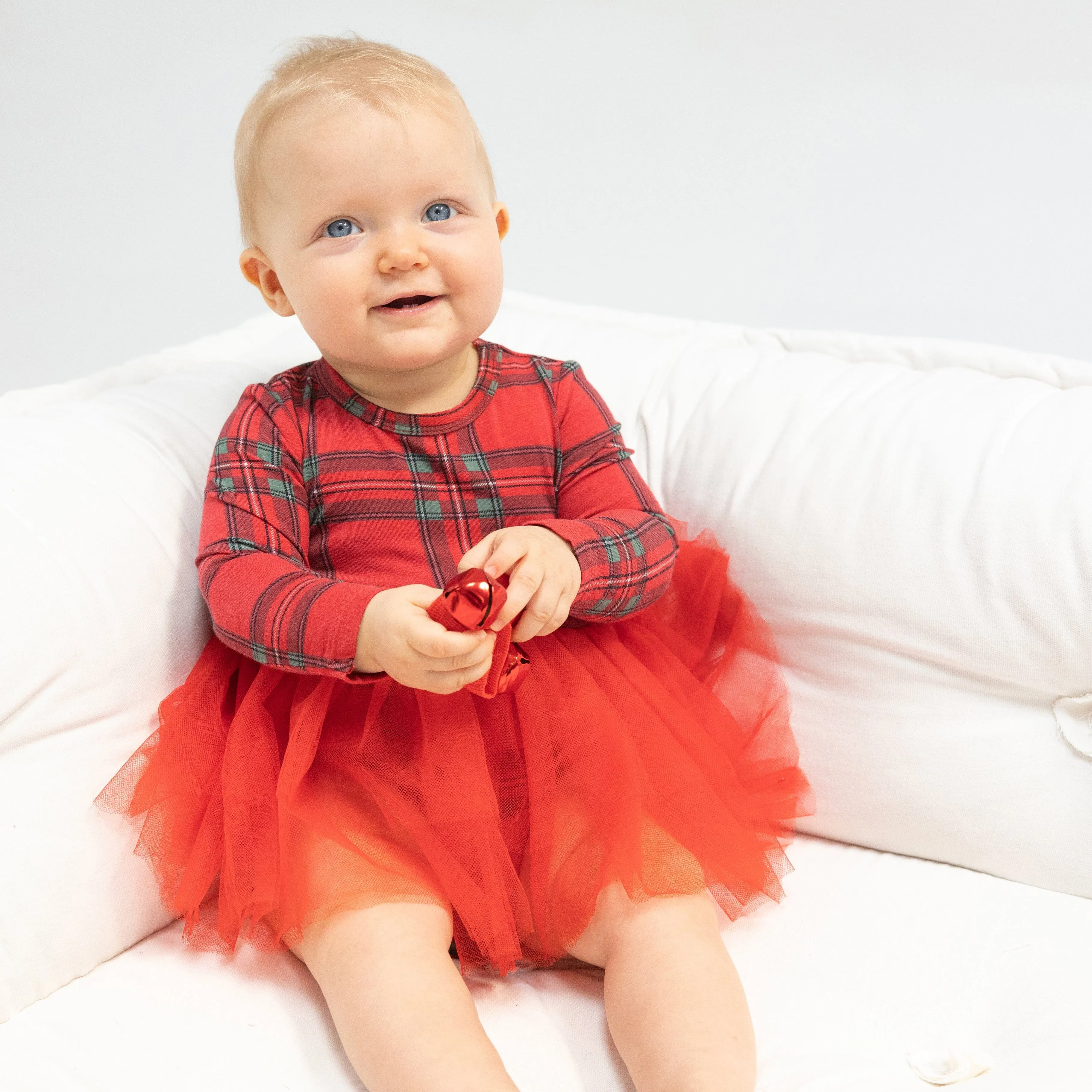 L/S Tutu Bodysuit |  Vintage Holiday Plaid