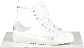 Marte White Angels Leather Silver Wing High Top Trainers UK 7 EU 40 👠