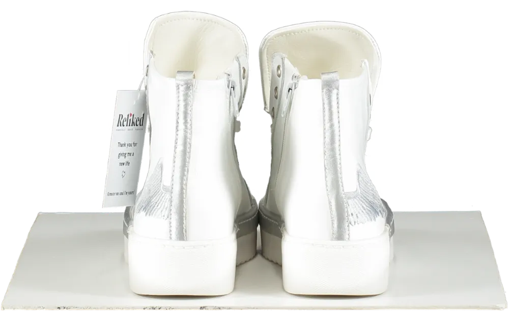 Marte White Angels Leather Silver Wing High Top Trainers UK 7 EU 40 👠