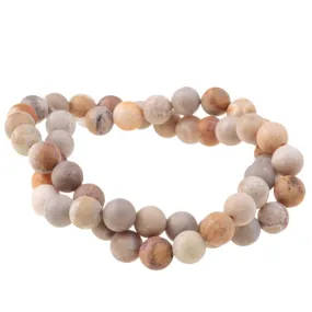 MATTE Fossil Coral 8mm Round - 15-16 Inch - CLEARANCE