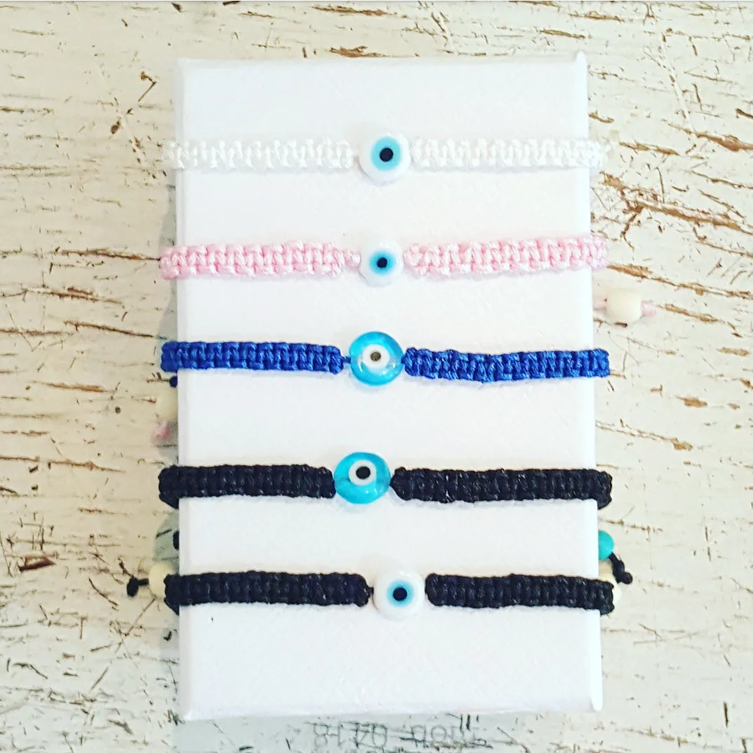 Mini mati evil eye cord bracelet