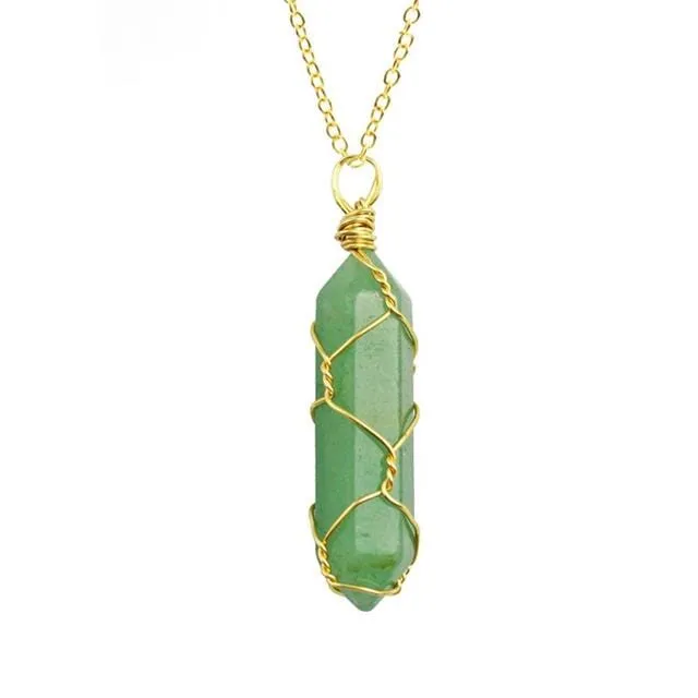 Natural Healing Rock Crystal Pendant Necklace