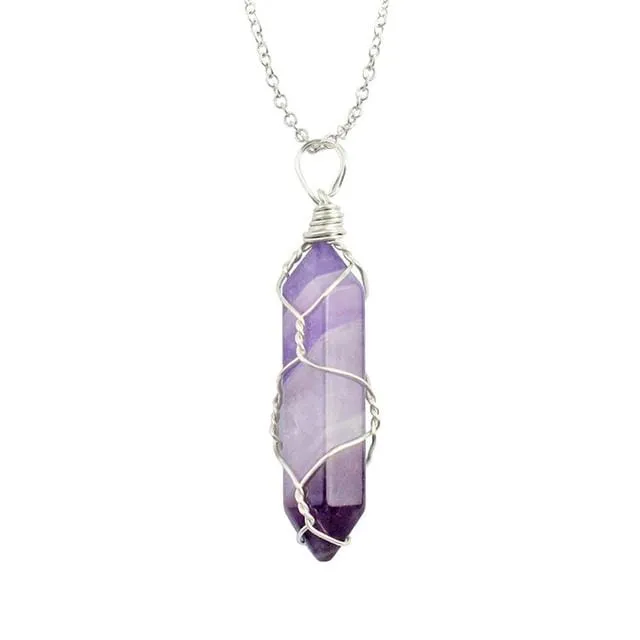 Natural Healing Rock Crystal Pendant Necklace