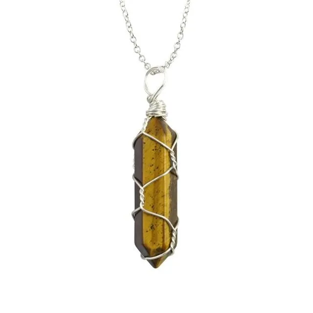 Natural Healing Rock Crystal Pendant Necklace