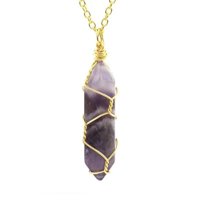 Natural Healing Rock Crystal Pendant Necklace