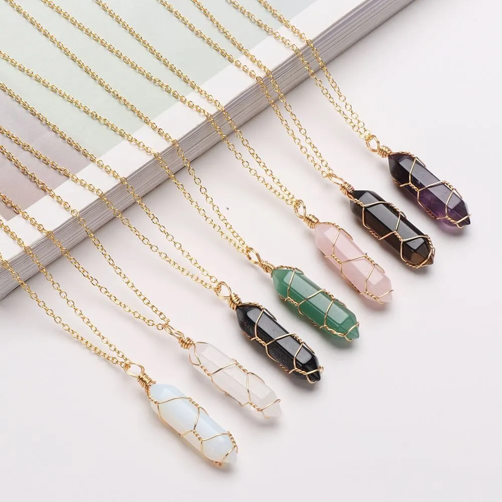 Natural Healing Rock Crystal Pendant Necklace