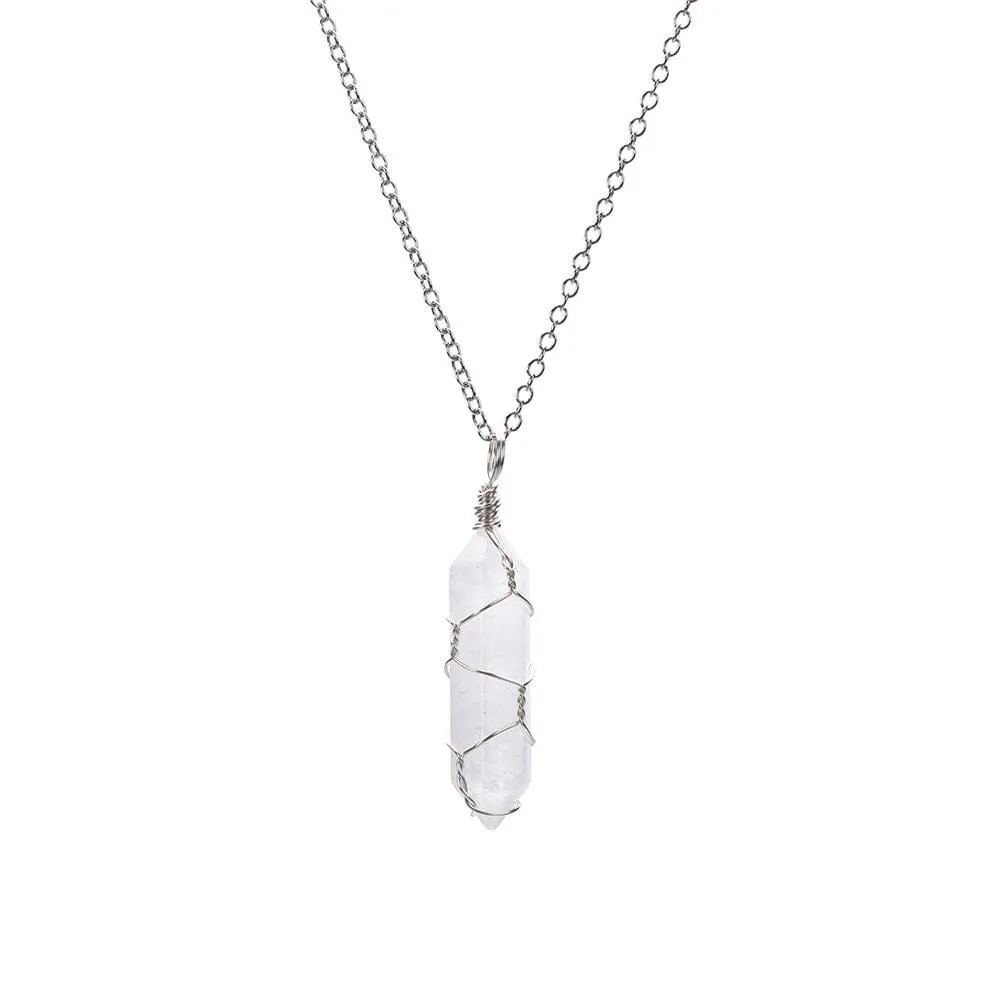 Natural Healing Rock Crystal Pendant Necklace