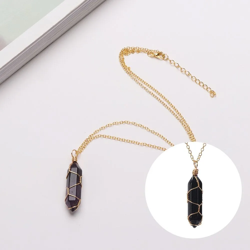 Natural Healing Rock Crystal Pendant Necklace