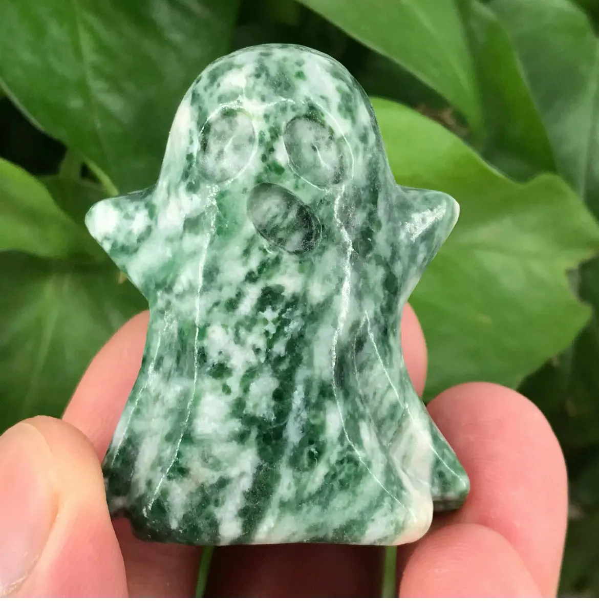 Natural Qinghai Jade gemstone hand carved Crystal ghost