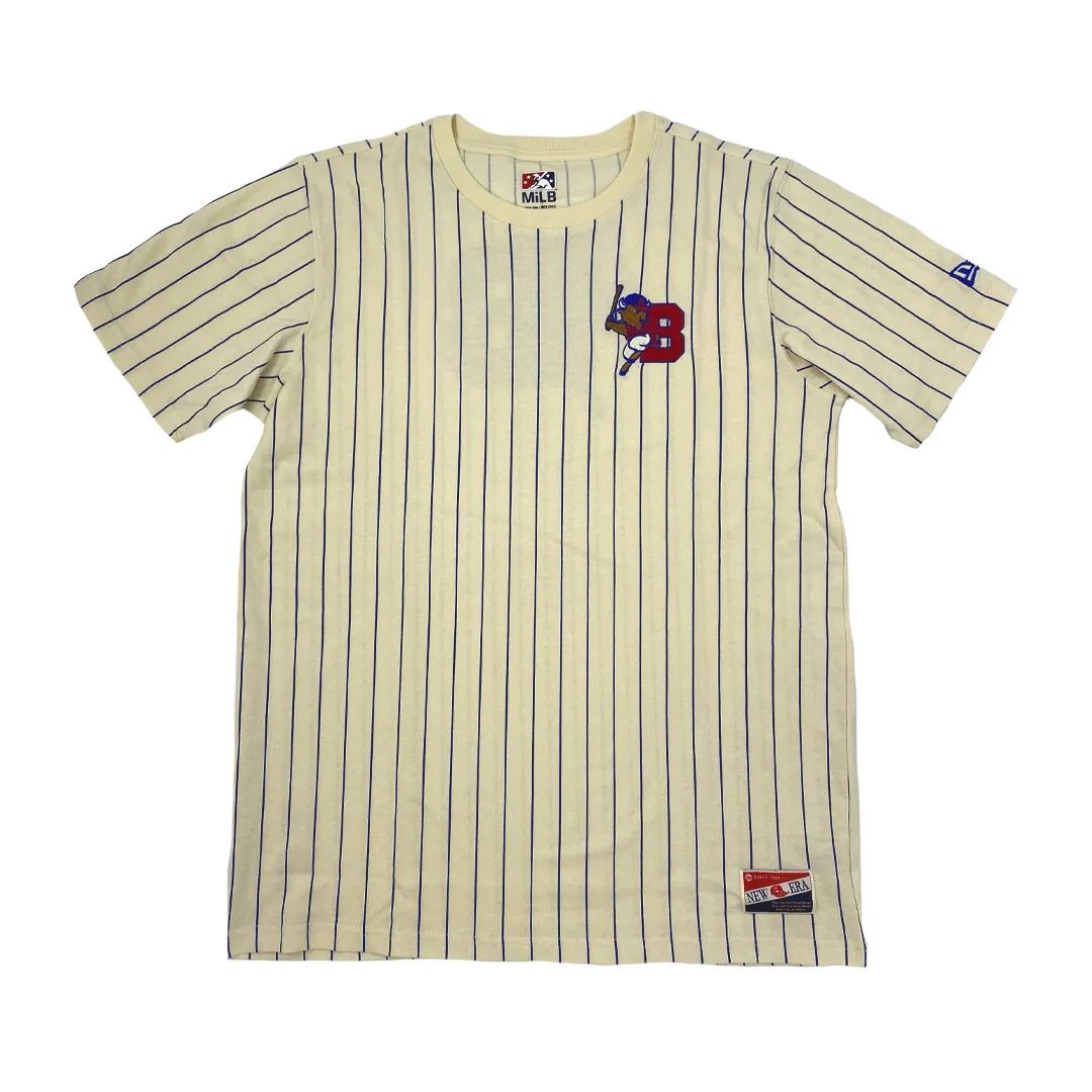 New Era Buffalo Bisons Cream and Blue Pinstripe Short Sleeve Shirt