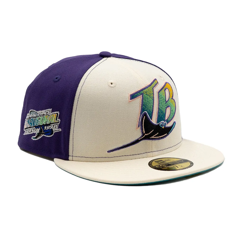 New Era Cap 59Fifty Tampa Bay Devil Rays Inaugural Side Patch Oversized Logo Pack FR Exclusive