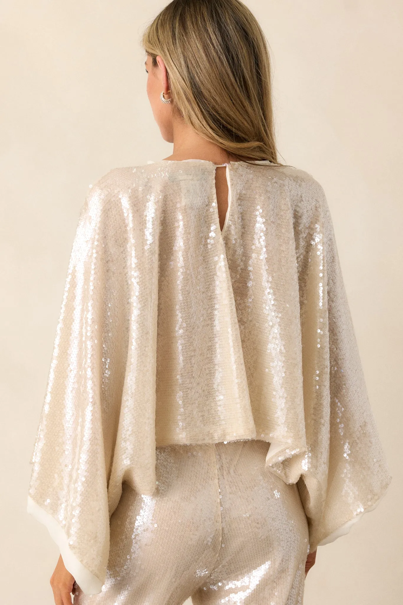 Night Of Nights Ivory Sequin Top