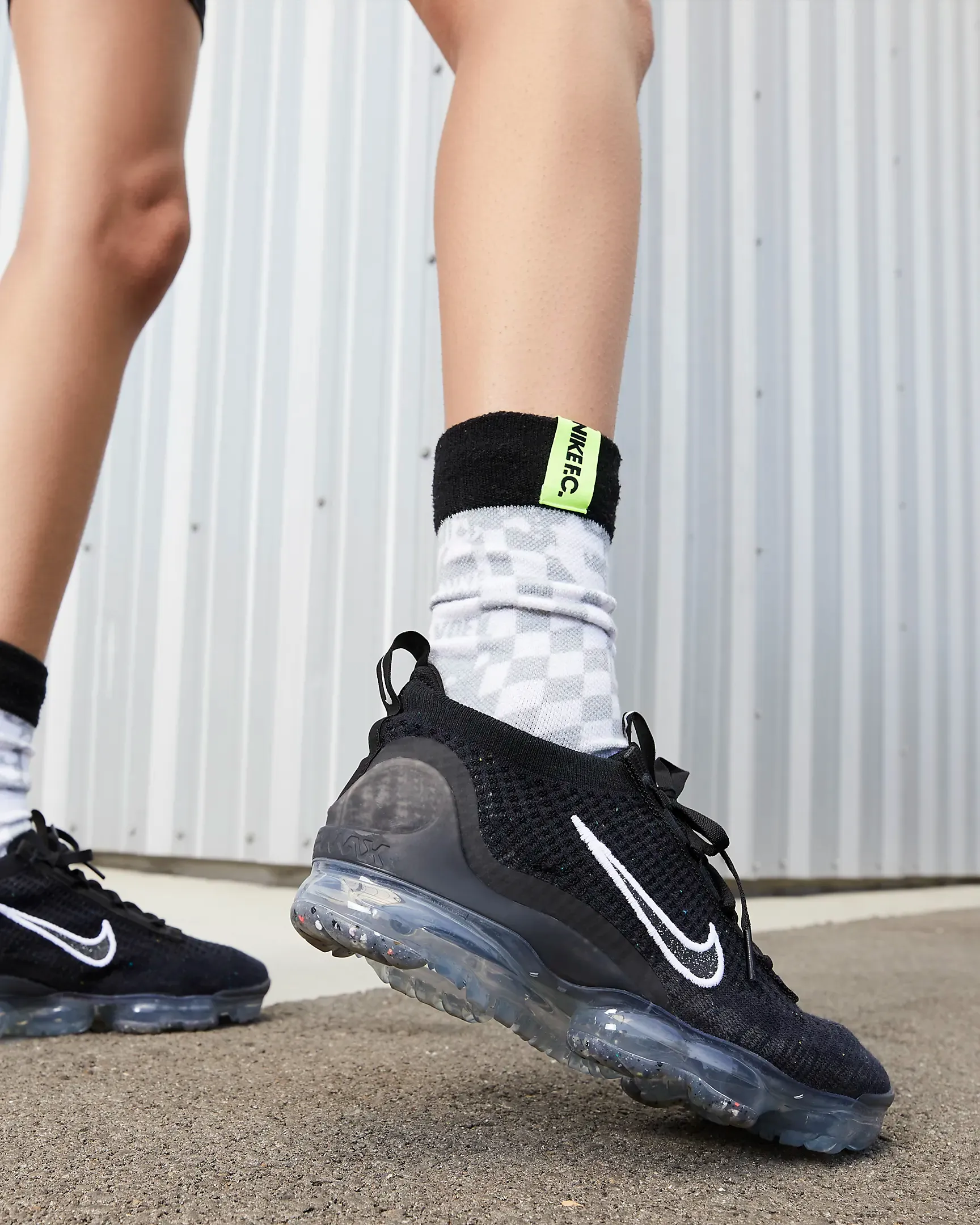 Nike Women's Air Vapormax 2021 FK Shoes - Black / Metallic Silver / White