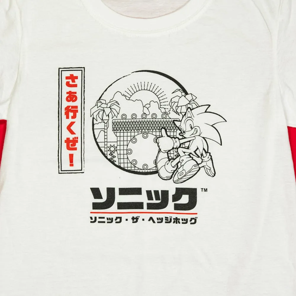 Official Modern Sonic the Hedgehog Japanese Style Kids White T-Shirt (Unisex)