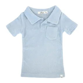 oh baby! Cotton Terry Baby Polo Shirt - Sky Blue