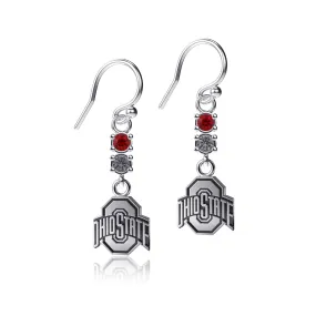 Ohio State University Crystal Dangle Earrings - Silver