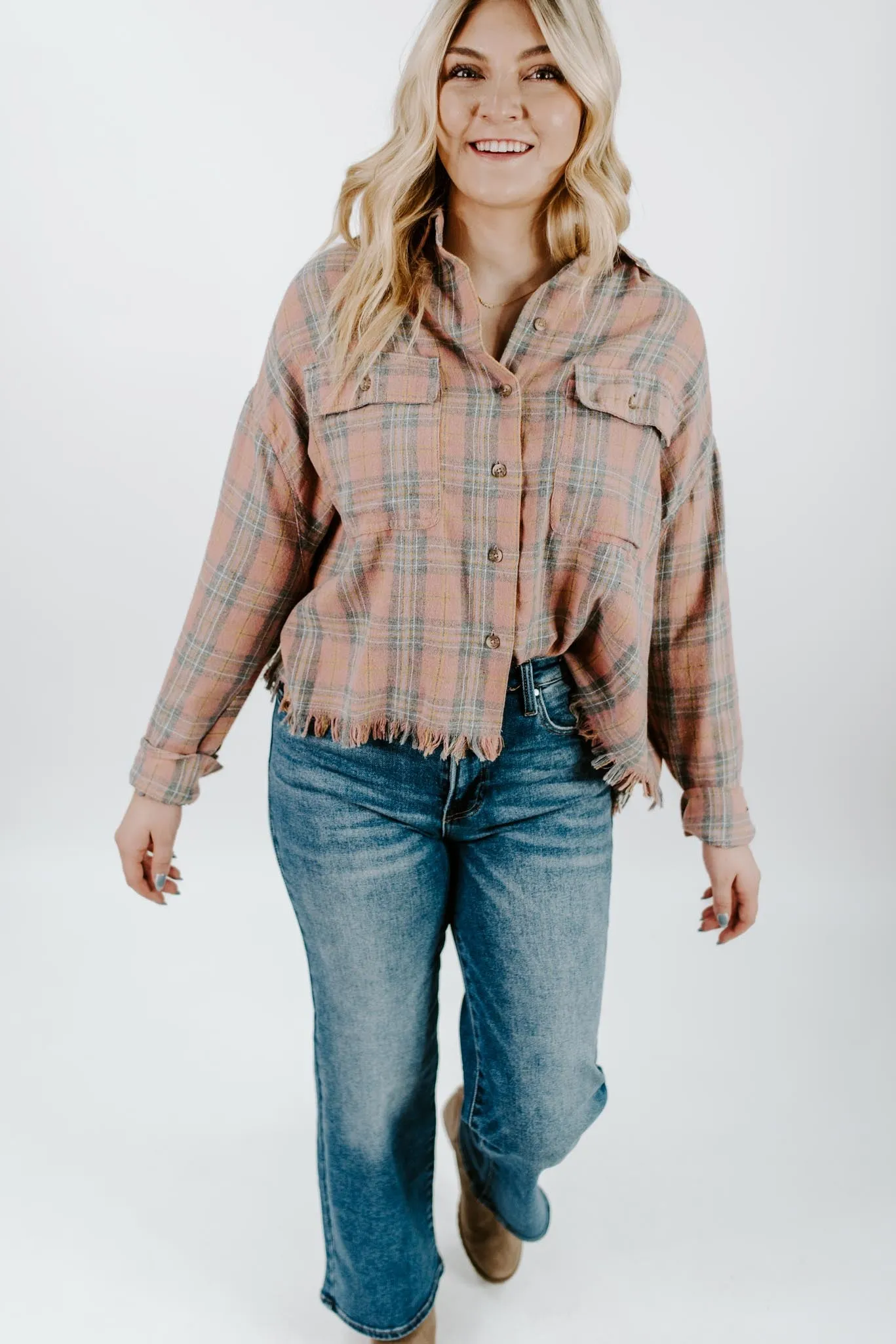 Olivia Washed Plaid Flannel Top