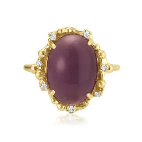 Oval Diamond Purple Sage Chalcedony Water Ring