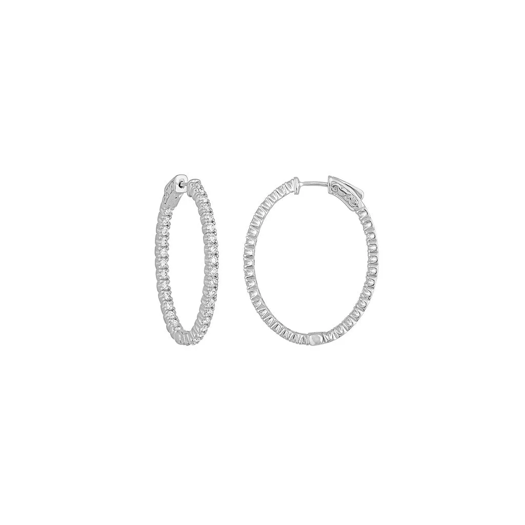 Oval In/Out Hoop Earrings in White Gold